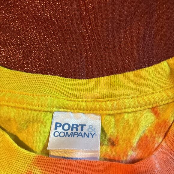 "Port & Company Tie-Dye T-Shirt Positive Vibes Smiley Face Bone Cancer Ribbon” - Picture 4 of 4